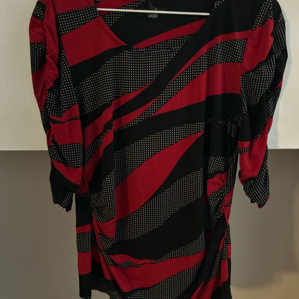 Red and Black Patterned Top